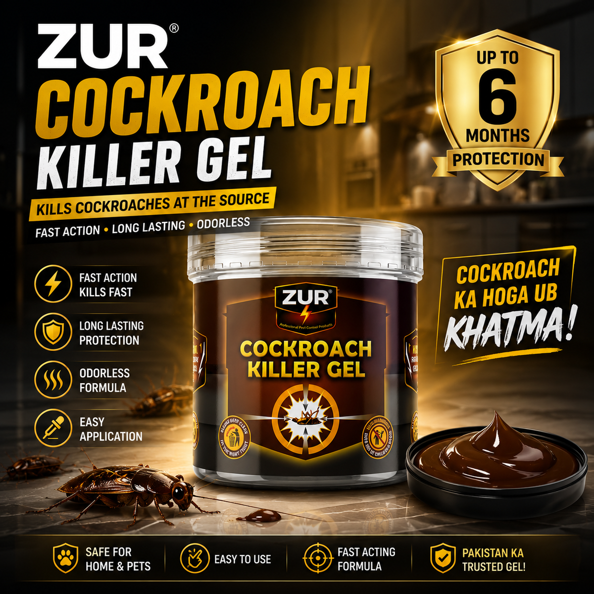 ZUR Cockroach Killer Gel – 72-Hour Nest Killer