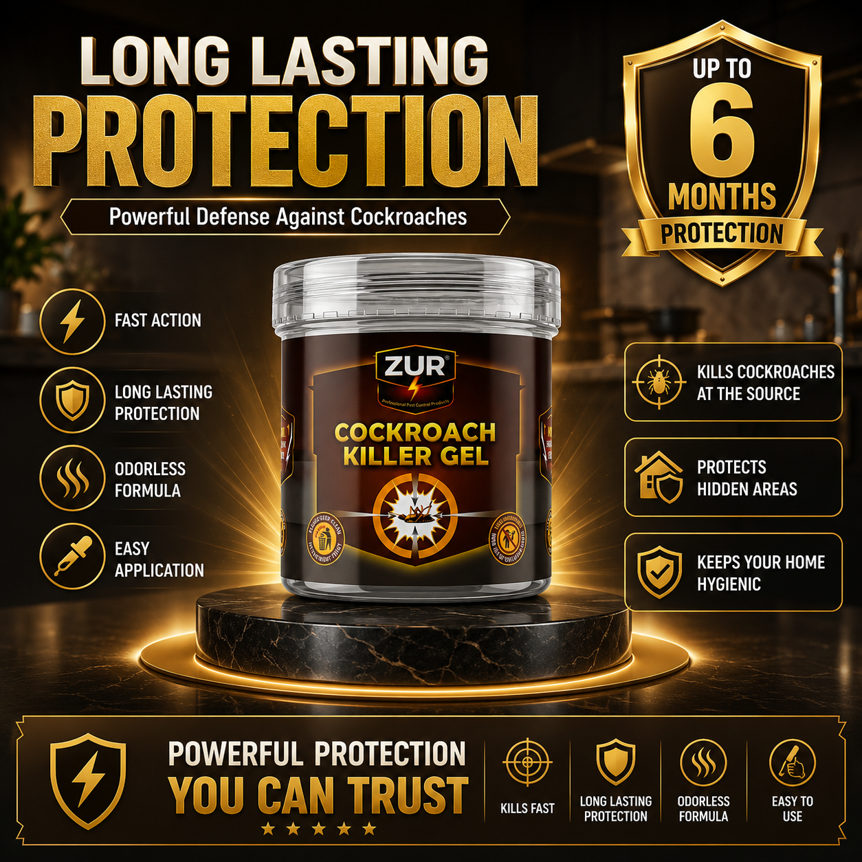 ZUR Cockroach Killer Gel – 72-Hour Nest Killer
