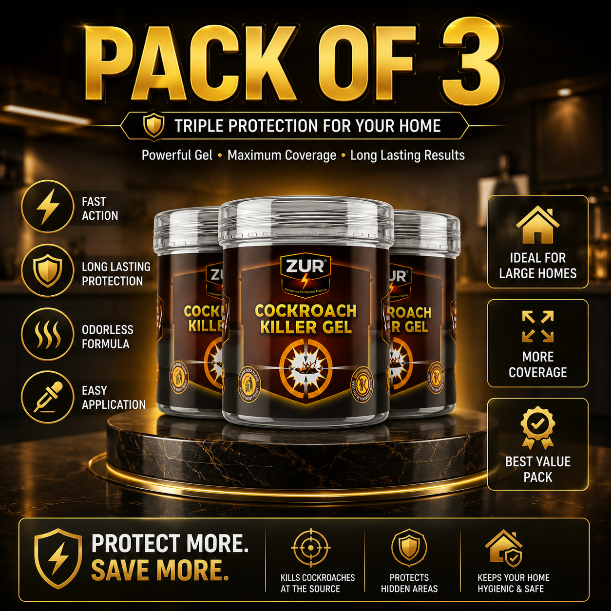 ZUR Cockroach Killer Gel – 72-Hour Nest Killer